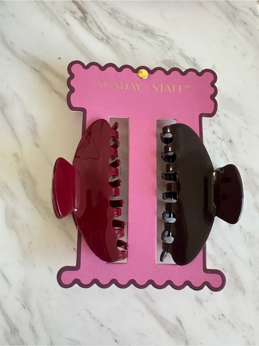 Kids 2-Pack Hair Claw Clips - Burgundy & Dark Brown